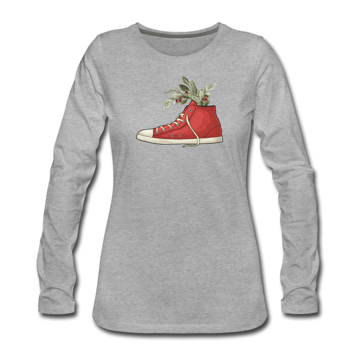 Santa's Red Boots Women's Premium Long Sleeve T-Shirt - heather gray