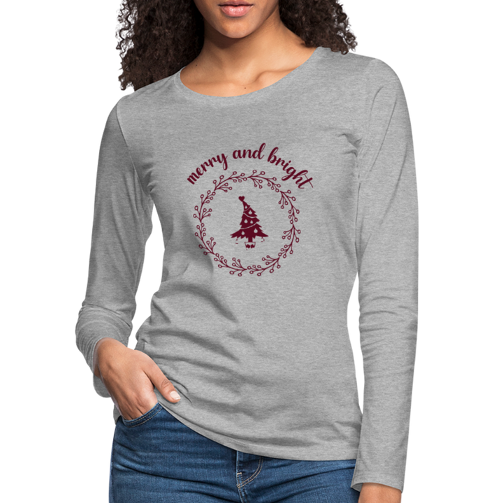 Merry And Bright Long Sleeve T-Shirt - heather gray