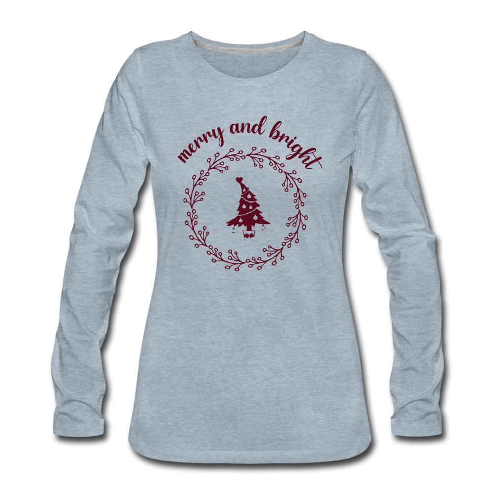 Merry And Bright Long Sleeve T-Shirt - heather ice blue