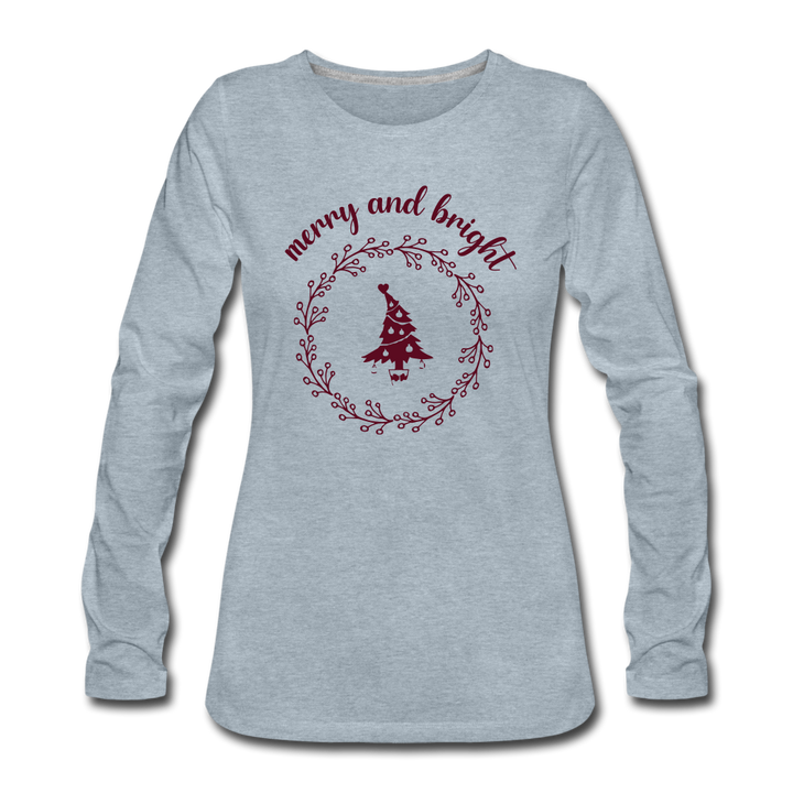 Merry And Bright Long Sleeve T-Shirt - heather ice blue