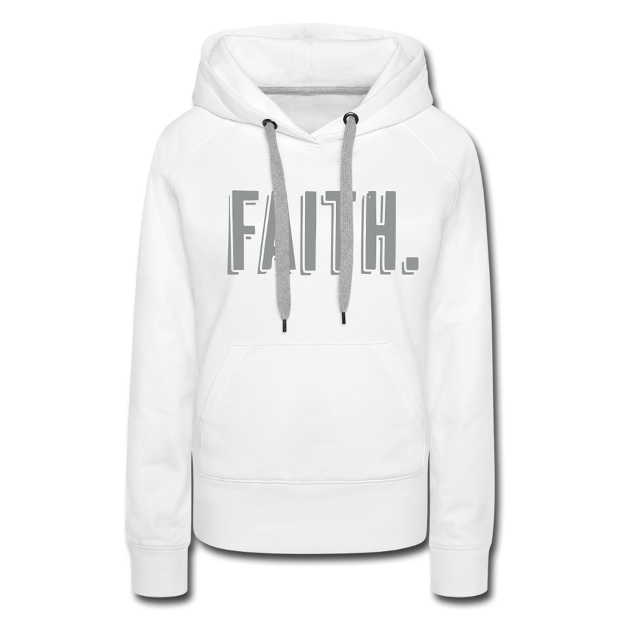 Faith Women’s Premium Hoodie-Silver Velvety Print - white