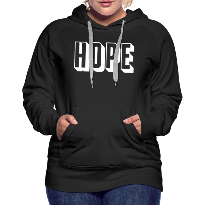 Hope Women’s Premium Hoodie-White Velvety Print - black