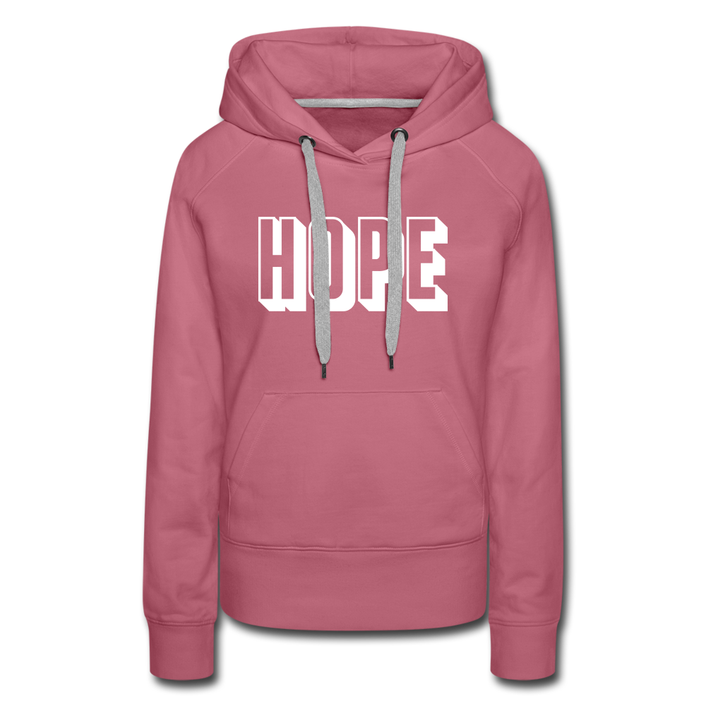 Hope Women’s Premium Hoodie-White Velvety Print - mauve