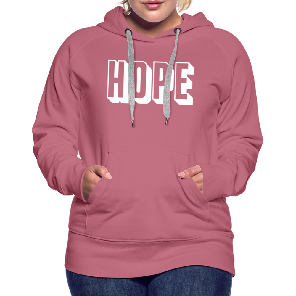 Hope Women’s Premium Hoodie-White Velvety Print - mauve
