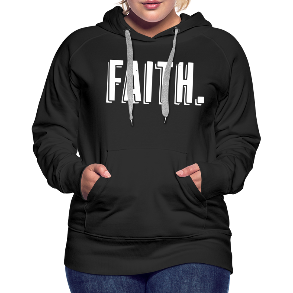 Faith Women’s Premium Hoodie - White Velvety Print - black