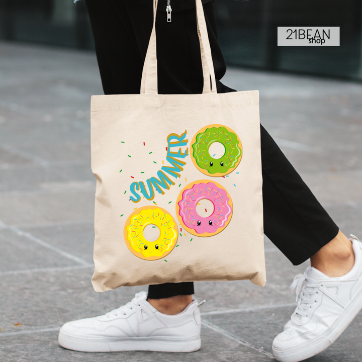 Summer Donuts Canvas Tote Lightweight